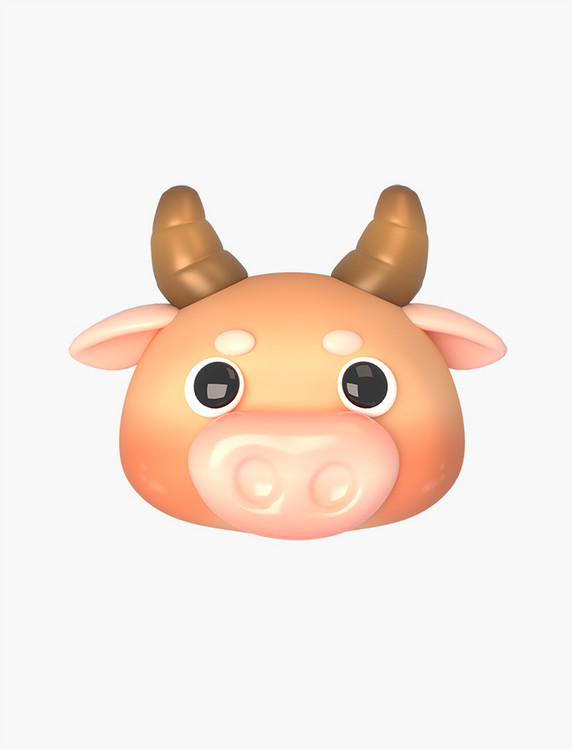 卡通3dc4d12生肖动物头牛头