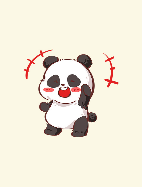 卡通熊猫庆祝欢呼表情包