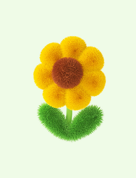 立体C4D黄色毛绒线花朵