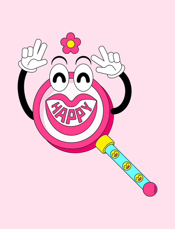 拟人扁平孟菲斯棒棒糖元素