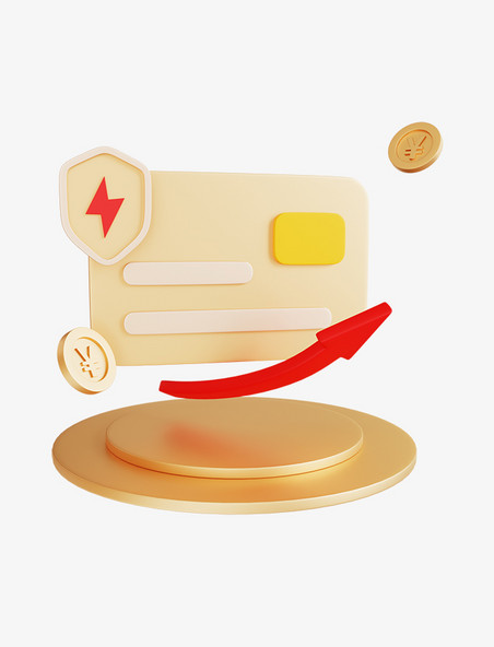 创意3D融理财组合金币箭头银行卡