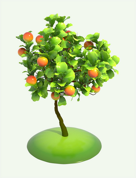 创意C4D3D立体果树果实树木