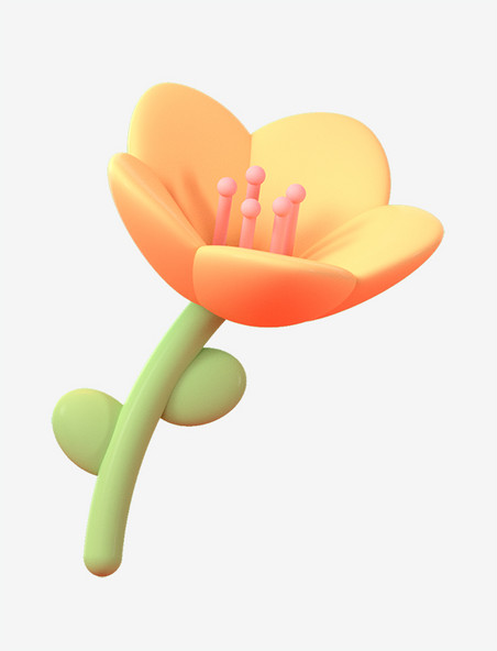 卡通3D立体春天花卉
