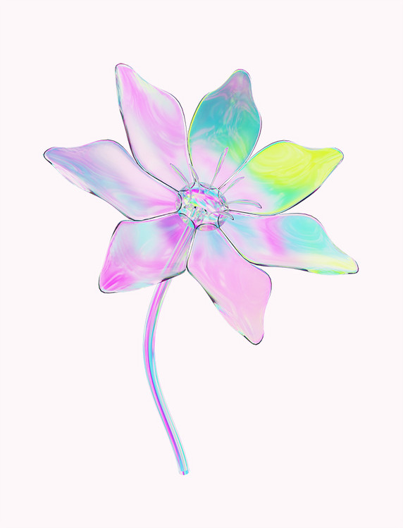 渐变3D酸性花朵花束