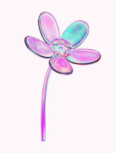 3D缤纷玻璃花朵元素
