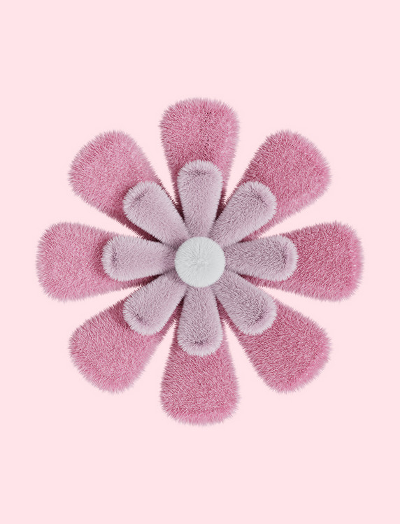 立体毛绒粉色花朵