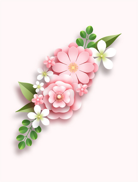 女神节剪纸风植物花朵边框元素