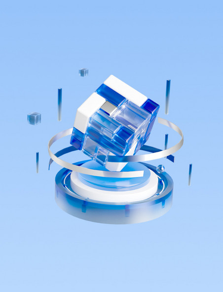c4d微软风玻璃立方体3D立体商务元素