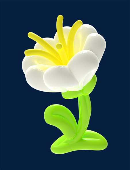 3D立体粉嫩白色气球花元素