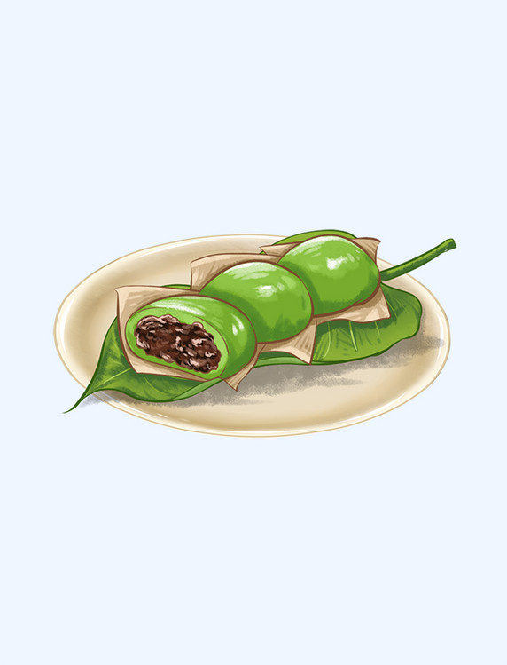 美食清明清明节经典豆沙青团特色寒食节