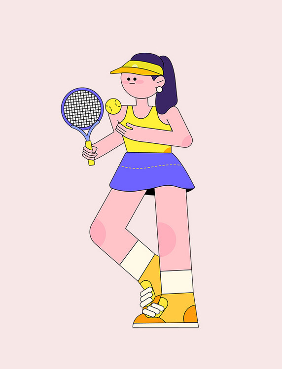 漫画风网球运动人物形象