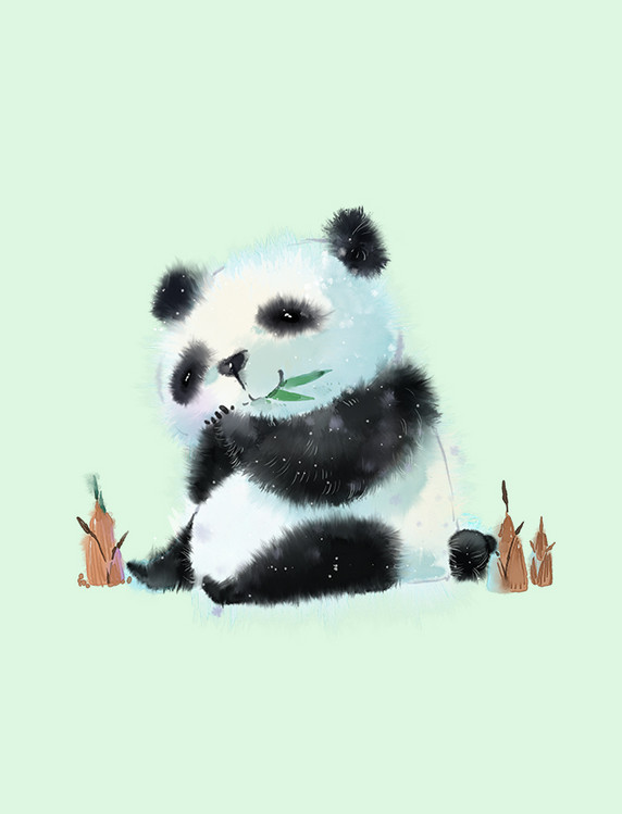 手绘卡通水彩动物熊猫国宝