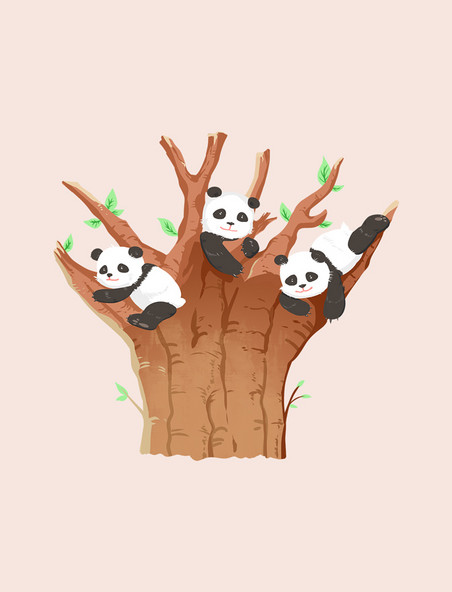 国宝动物树上熊猫