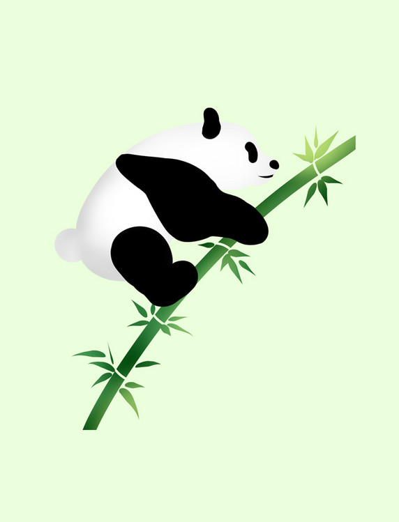 国宝熊猫爬上竹子的熊猫