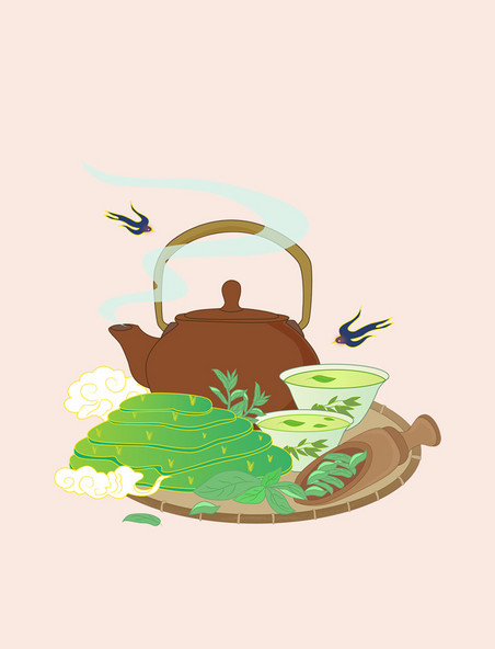 茶文化国潮采茶茶壶茶道