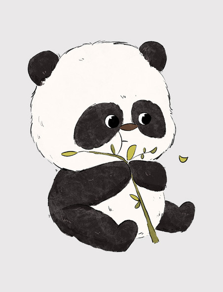 可爱熊猫吃竹子萌系手绘元素国宝