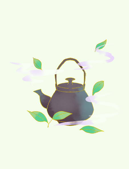 国风绿茶茶壶元素国潮水壶