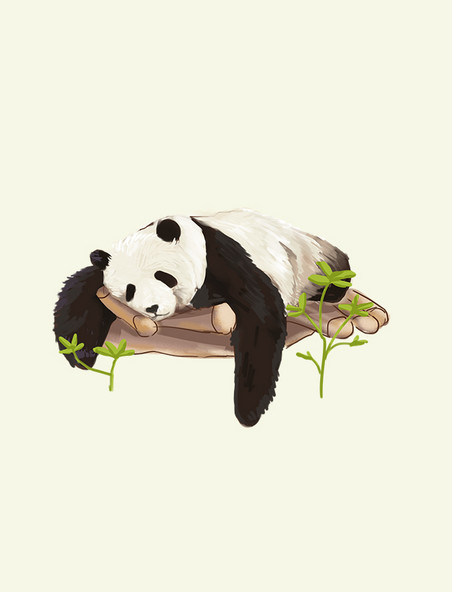 手绘慵懒大熊猫卡通国宝