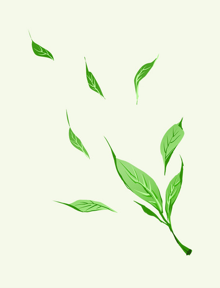 手绘茶叶装饰树叶插画元素