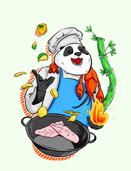 职业招聘厨师熊猫元素国潮国宝