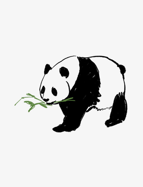 卡通手绘小熊猫吃竹子免抠图国宝