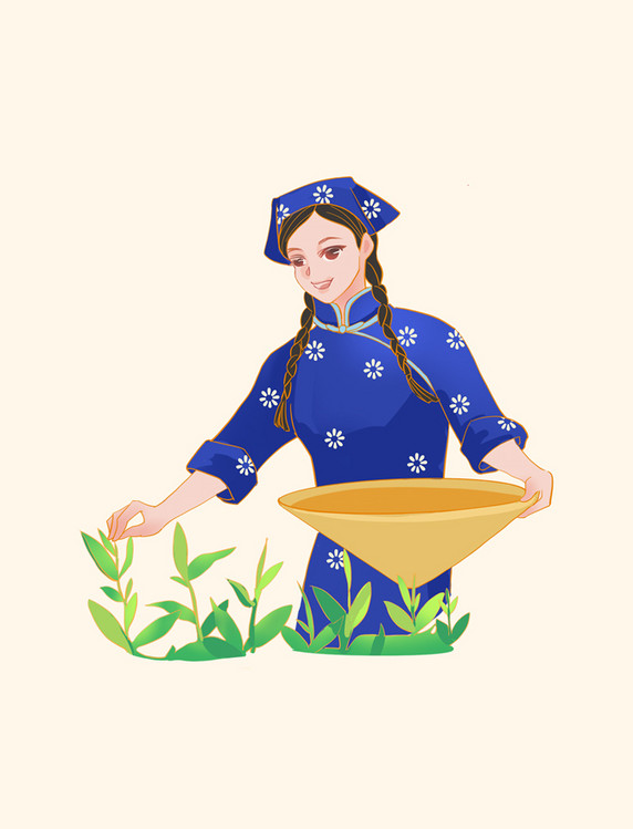 采摘茶叶采茶女人物农民