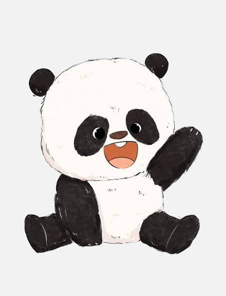 可爱熊猫招手手元素
