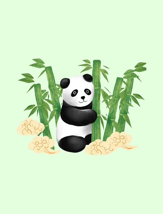 国潮风竹子熊猫国宝