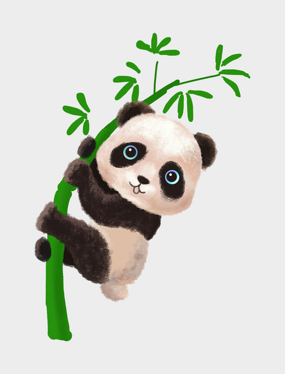可爱抱着竹子的熊猫国宝