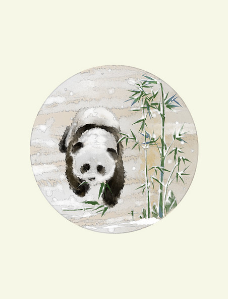 水墨中国风竹子熊猫国宝
