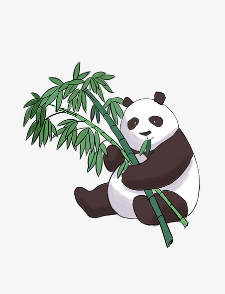 卡通吃竹子的熊猫国宝