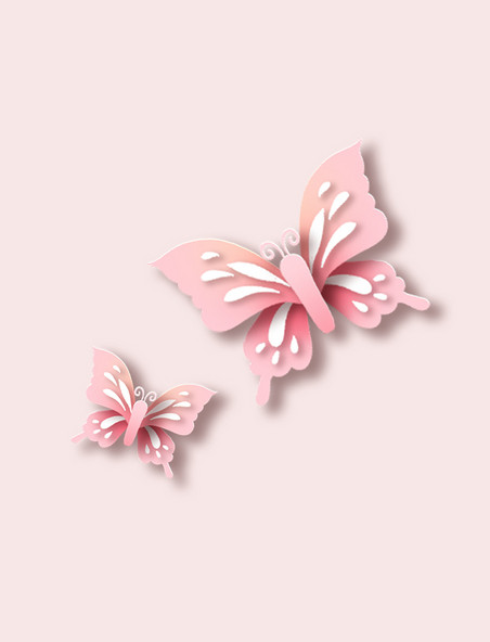 粉色剪纸蝴蝶昆虫动物