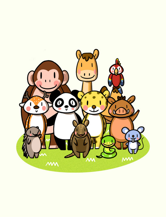 卡通世界动物日元素国宝动物