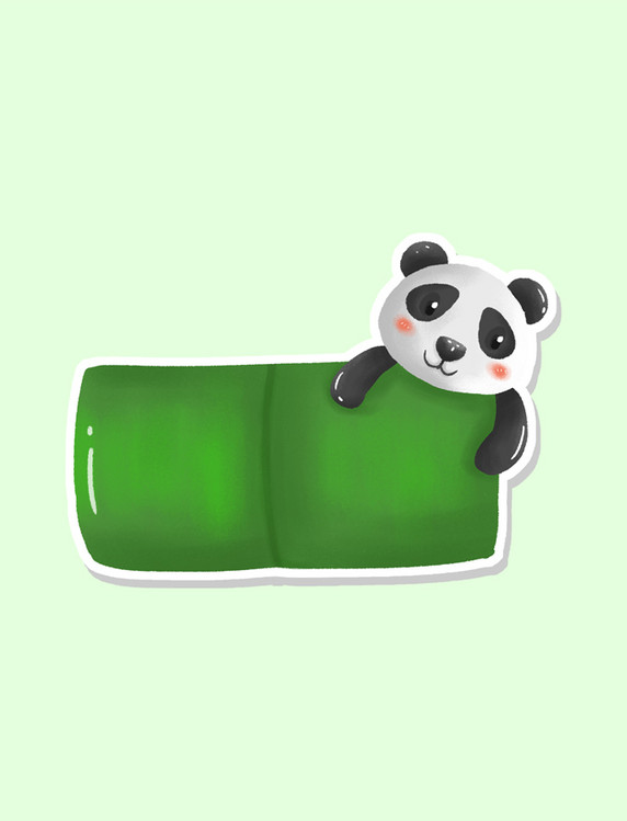 边框纹理可爱卡通风格绿色熊猫国宝