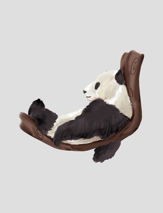 仿真大熊猫动物仰卧素材国宝