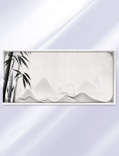 中国风山水竹子水墨古风边框古典背景