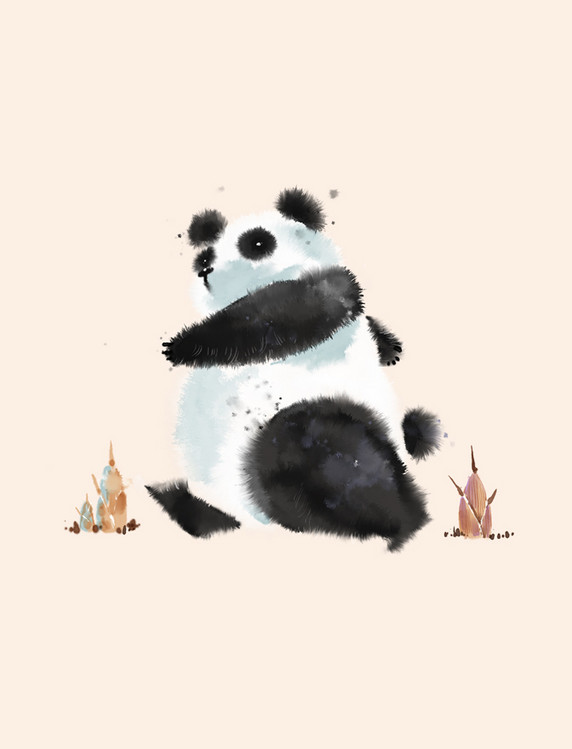 卡通熊猫水彩动物熊猫国宝