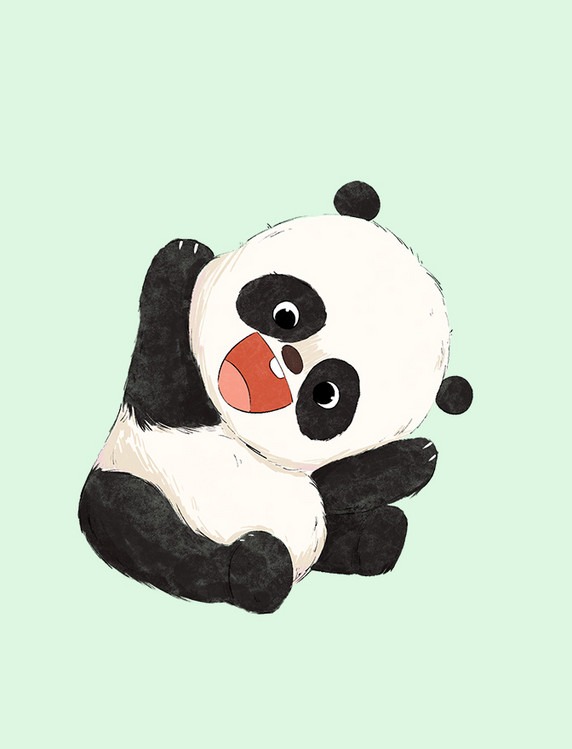 卡通可爱招手熊猫国宝