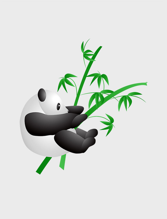熊猫和竹子手绘卡通元素国宝