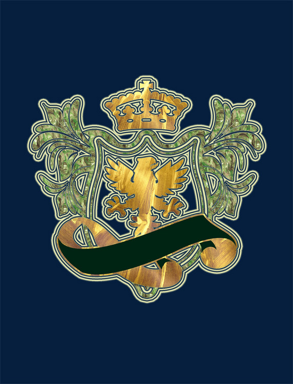 欧美贵族家族徽章奖章金绿雄鹰装饰元素