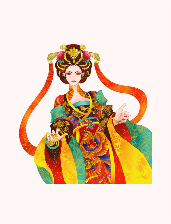 女王华丽中国风女皇元素国潮人物