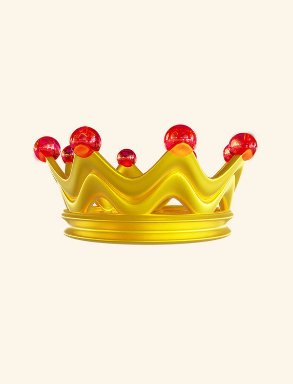 3D立体金色女王皇冠头冠金色