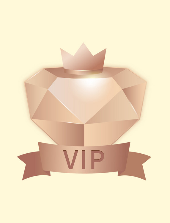 烫金钻石VIP会员金融图标玫瑰金