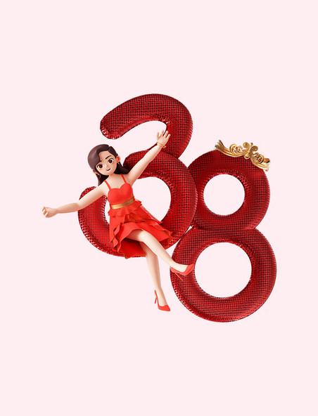 38妇女节女神节3D立体时尚优雅女性人物