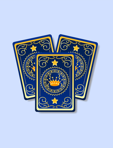 蓝色花纹塔罗牌王冠卡牌扑克