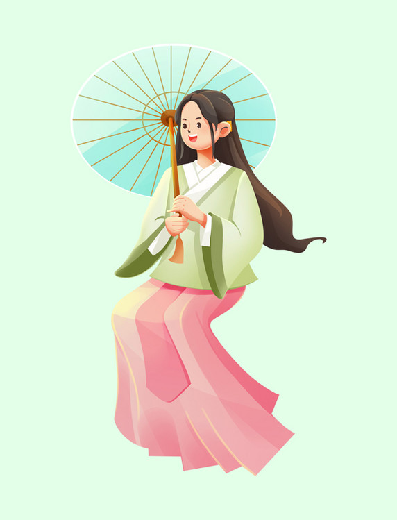 清明清明节中国风古风人物元素