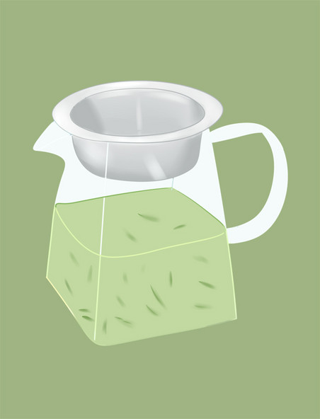 玻璃茶具绿茶茶水元素