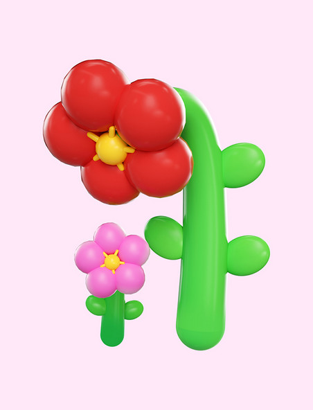 3D立体春天春季花卉花朵气球花C4D