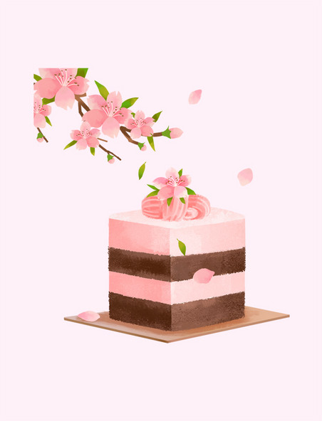 樱花蛋糕美味糕点零食元素春天春季甜点