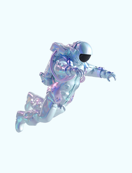 3D立体C4D科幻航空航天宇航员酸性风人物漂浮